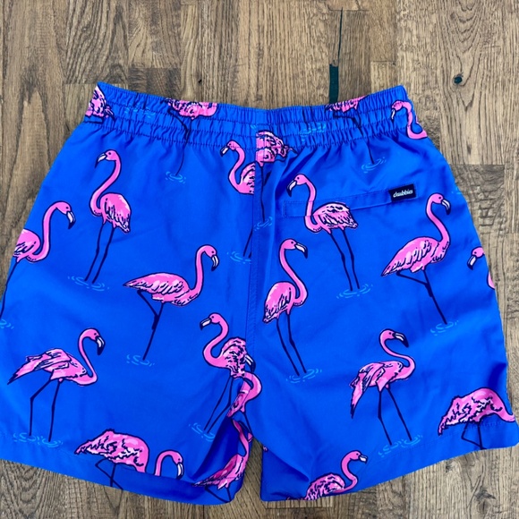 New Chubbies The Pop Flock And Dop Its Flamingo Swim Trunks Size S 5.5" Inseam I - Picture 3 of 7
